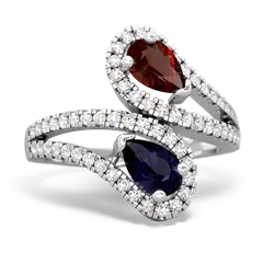 Garnet Diamond Dazzler 14K White Gold ring R3000