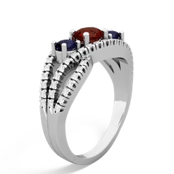 Garnet Three Stone Aurora 14K White Gold ring R3080