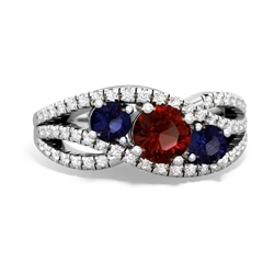 Garnet Three Stone Aurora 14K White Gold ring R3080