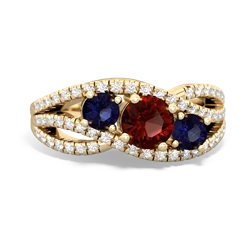 Garnet Three Stone Aurora 14K Yellow Gold ring R3080