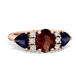 Garnet Antique Style Three Stone 14K Rose Gold ring R2186