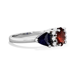 Garnet Antique Style Three Stone 14K White Gold ring R2186