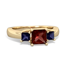 Garnet Three Stone Trellis 14K Yellow Gold ring R4015