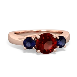 Garnet Three Stone Round Trellis 14K Rose Gold ring R4018