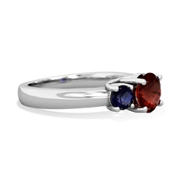 Garnet Three Stone Round Trellis 14K White Gold ring R4018