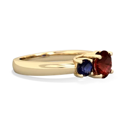 Garnet Three Stone Round Trellis 14K Yellow Gold ring R4018