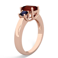 Garnet Three Stone Emerald-Cut Trellis 14K Rose Gold ring R4021