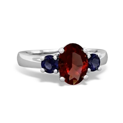 Garnet Three Stone Oval Trellis 14K White Gold ring R4024