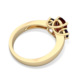 Garnet Three Stone Oval Trellis 14K Yellow Gold ring R4024