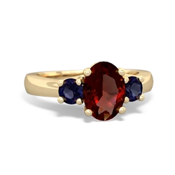 Garnet Three Stone Oval Trellis 14K Yellow Gold ring R4024