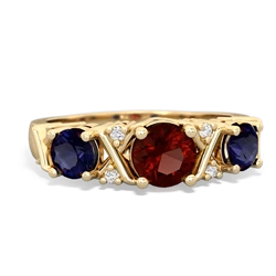 Garnet Hugs And Kisses 14K Yellow Gold ring R5016