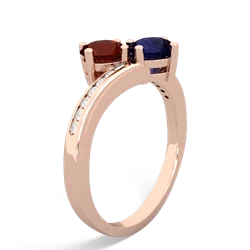 Garnet Channel Set Two Stone 14K Rose Gold ring R5303