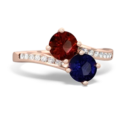 Garnet Channel Set Two Stone 14K Rose Gold ring R5303