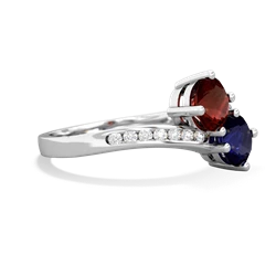 Garnet Channel Set Two Stone 14K White Gold ring R5303