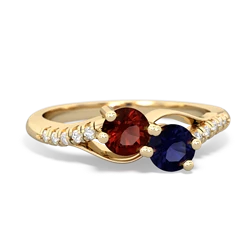 Garnet Infinity Pave Two Stone 14K Yellow Gold ring R5285