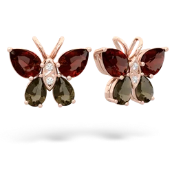 Garnet Butterfly 14K Rose Gold earrings E2215