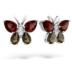 Garnet Butterfly 14K White Gold earrings E2215