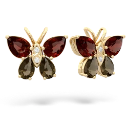 Garnet Butterfly 14K Yellow Gold earrings E2215