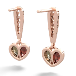 Garnet Filligree Heart 14K Rose Gold earrings E5070