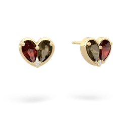 Garnet 'Our Heart' 14K Yellow Gold earrings E5072