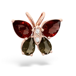 Garnet Butterfly 14K Rose Gold pendant P2215