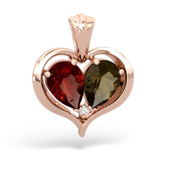 Garnet Two Become One 14K Rose Gold pendant P5330