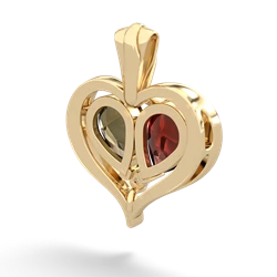 Garnet Two Become One 14K Yellow Gold pendant P5330