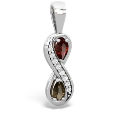 Garnet Diamond Infinity 14K White Gold pendant P5390