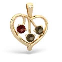 Garnet Glowing Heart 14K Yellow Gold pendant P2233