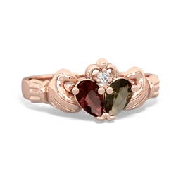 Garnet 'Our Heart' Claddagh 14K Rose Gold ring R2388