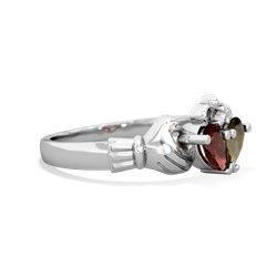 Garnet 'Our Heart' Claddagh 14K White Gold ring R2388