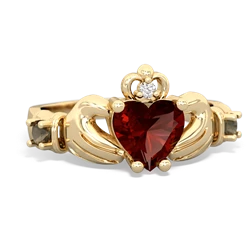 Garnet Claddagh Keepsake 14K Yellow Gold ring R5245