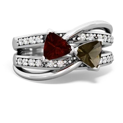 Garnet Bowtie 14K White Gold ring R2360