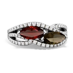 Garnet Diamond Rivers 14K White Gold ring R3070