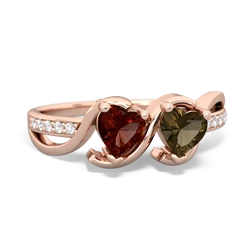 Garnet Side By Side 14K Rose Gold ring R3090