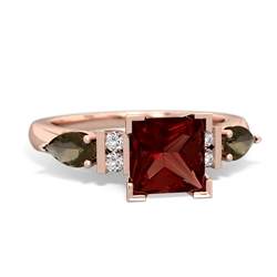 Garnet 6Mm Princess Eternal Embrace Engagement 14K Rose Gold ring C2002