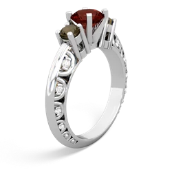 Garnet Art Deco Eternal Embrace Engagement 14K White Gold ring C2003