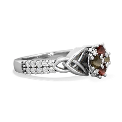 Garnet Celtic Knot Cluster Engagement 14K White Gold ring R26443RD