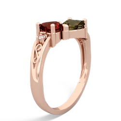 Garnet Snuggling Hearts 14K Rose Gold ring R2178