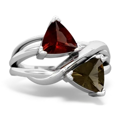 Garnet Split Band Swirl 14K White Gold ring R2341