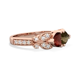 Garnet Diamond Butterflies 14K Rose Gold ring R5601