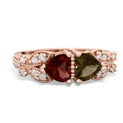 Garnet Diamond Butterflies 14K Rose Gold ring R5601