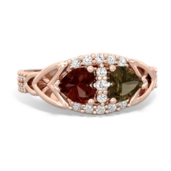 Garnet Sparkling Celtic Knot 14K Rose Gold ring R2645