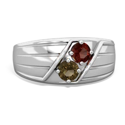 Garnet Men's Streamline 14K White Gold ring R0460