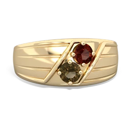 Garnet Men's Streamline 14K Yellow Gold ring R0460