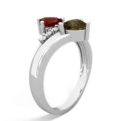 Garnet Heart To Heart 14K White Gold ring R2064