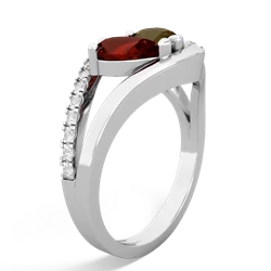 Garnet Nestled Heart Keepsake 14K White Gold ring R5650