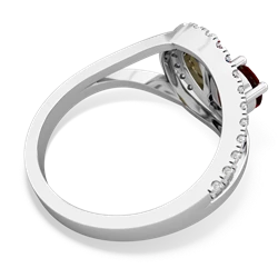 Garnet Nestled Heart Keepsake 14K White Gold ring R5650