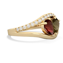 Garnet Nestled Heart Keepsake 14K Yellow Gold ring R5650