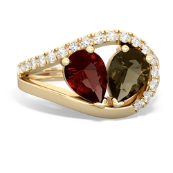 Garnet Nestled Heart Keepsake 14K Yellow Gold ring R5650